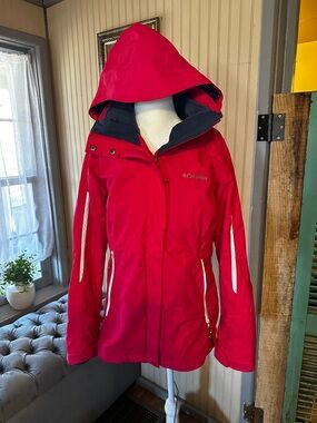 Columbia Omni Heat Interchange Jacket Womens Small Waterproof Hooded Ski Pink